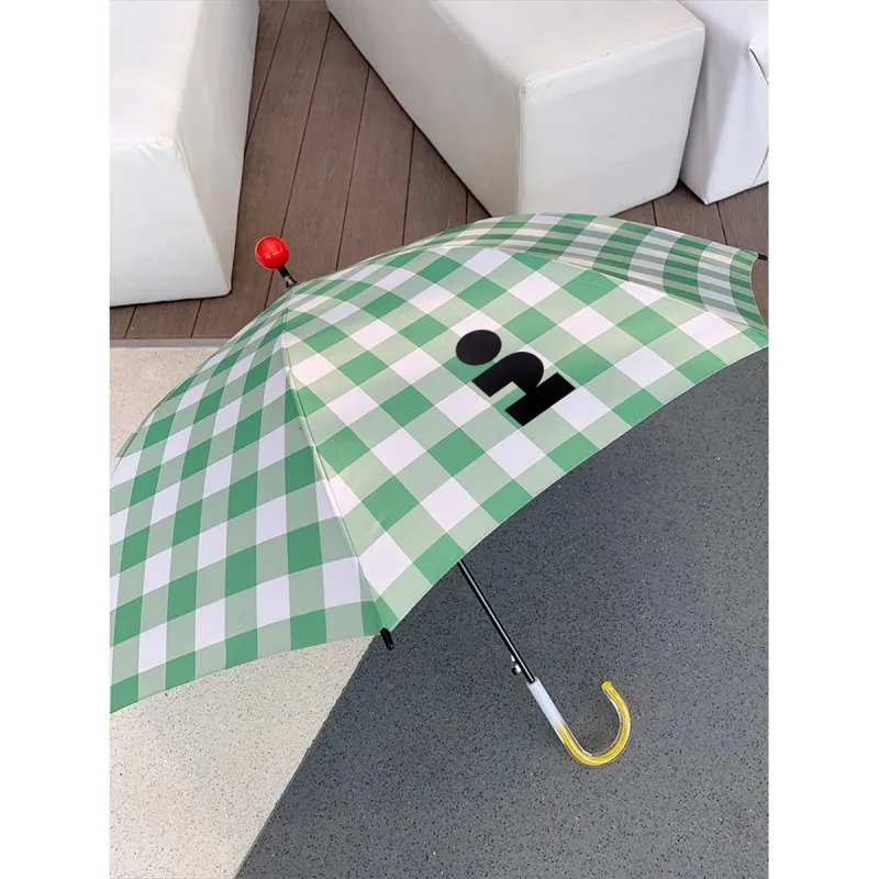 Tagi. Rain Ball Umbrella Rain Ball Umbrella Green Beige Plaid Controller 3D Effect Ball Umbrella-2