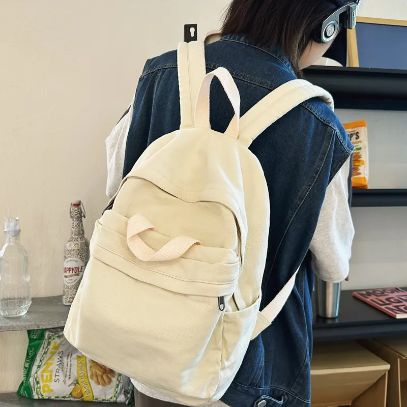 Debecca Canvas Backpack Large Size Unisex Green/Black/White/Brown/Red-5