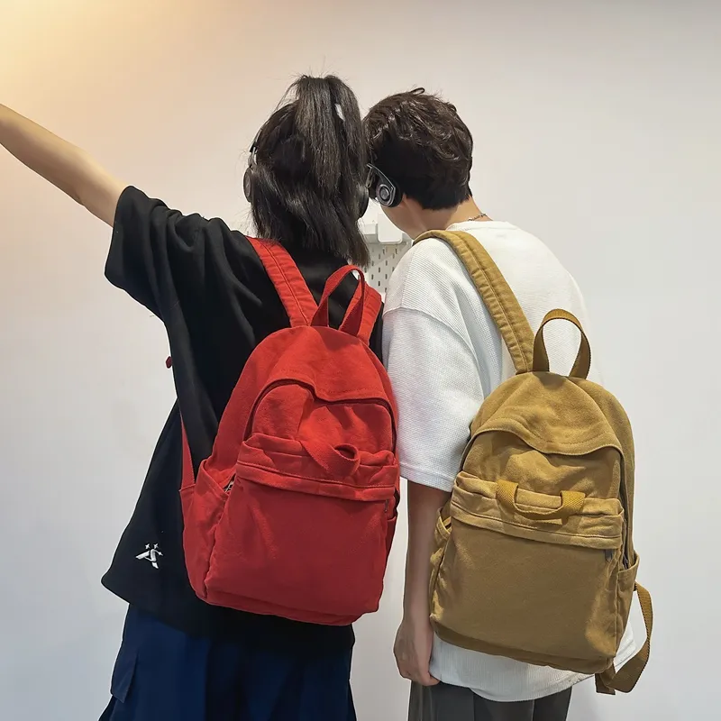 Debecca Canvas Backpack Large Size Unisex Green/Black/White/Brown/Red-9