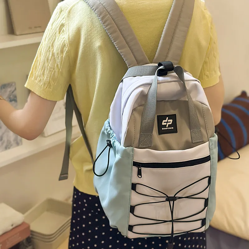 Debecca Nylon Backpack Unisex White Blue/Khaki-4