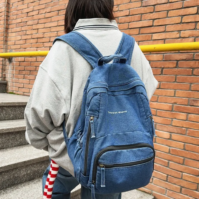 Debecca Denim Backpack Regular Unisex Light Blue/Dark Blue/Black-6