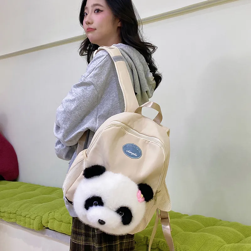 Debecca Plush Patchwork Backpack Large Size Women's Multicolor-5