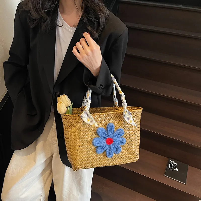 Debecca Straw Woven Handbag Women's Multicolor-5