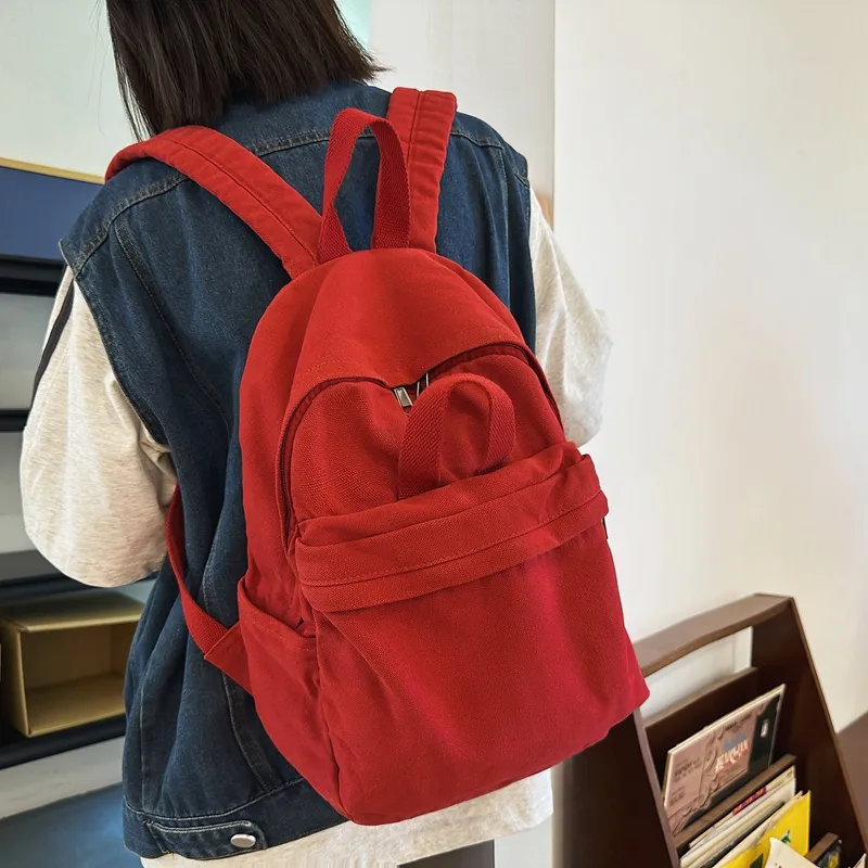 Debecca Canvas Backpack Large Size Unisex Green/Black/White/Brown/Red-8