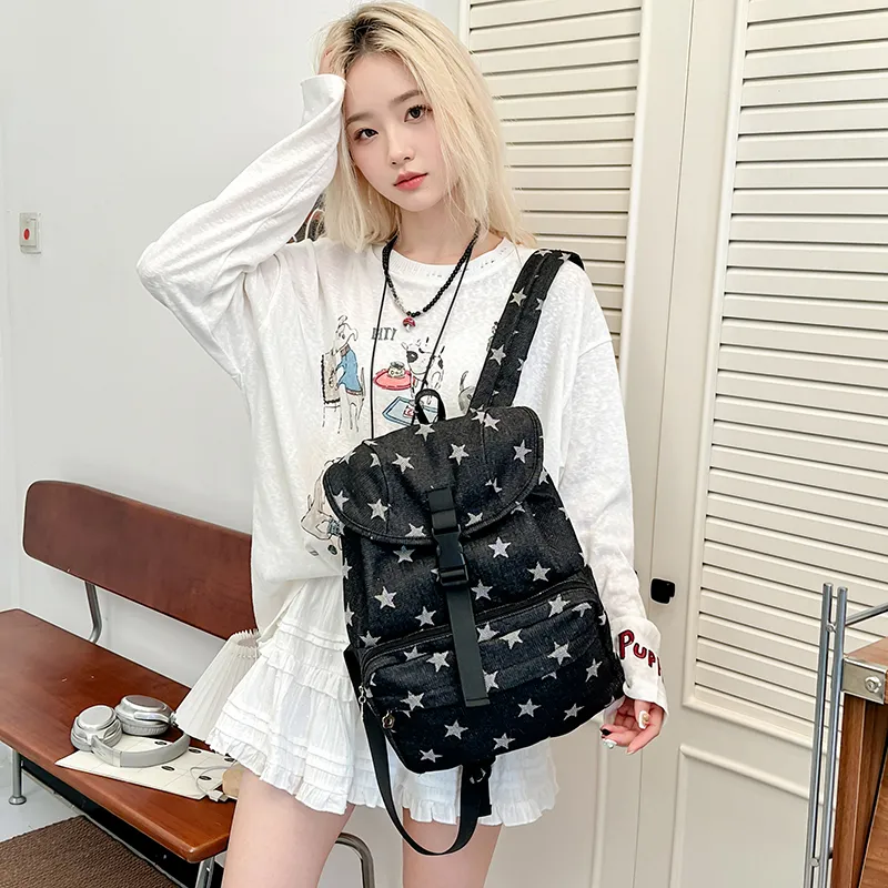 Debecca Denim Backpack Women's Black/White-3