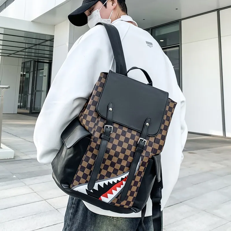 Debecca PU Backpack Regular Unisex Black Gray/Brown-8