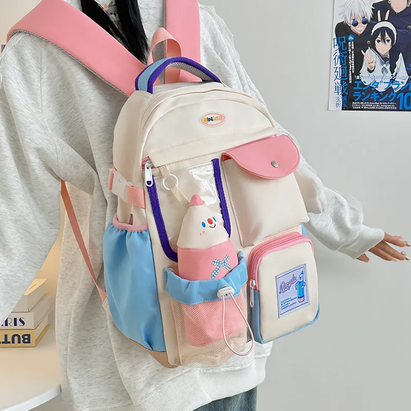 Debecca Polyester Backpack Regular Unisex Pink/Brown-1