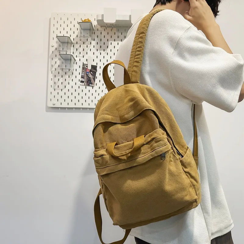 Debecca Canvas Backpack Large Size Unisex Green/Black/White/Brown/Red-11