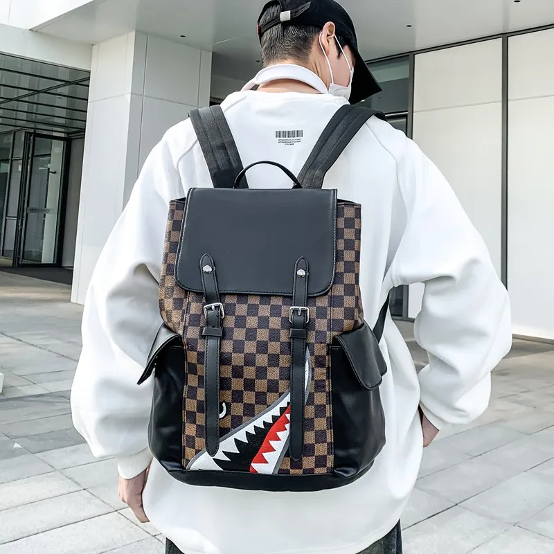 Debecca PU Backpack Regular Unisex Black Gray/Brown-7