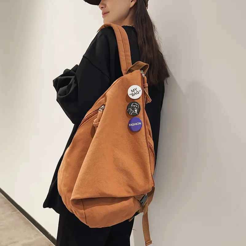 Debecca Canvas Canvas Bag Backpack Large Size Unisex Multicolor-3