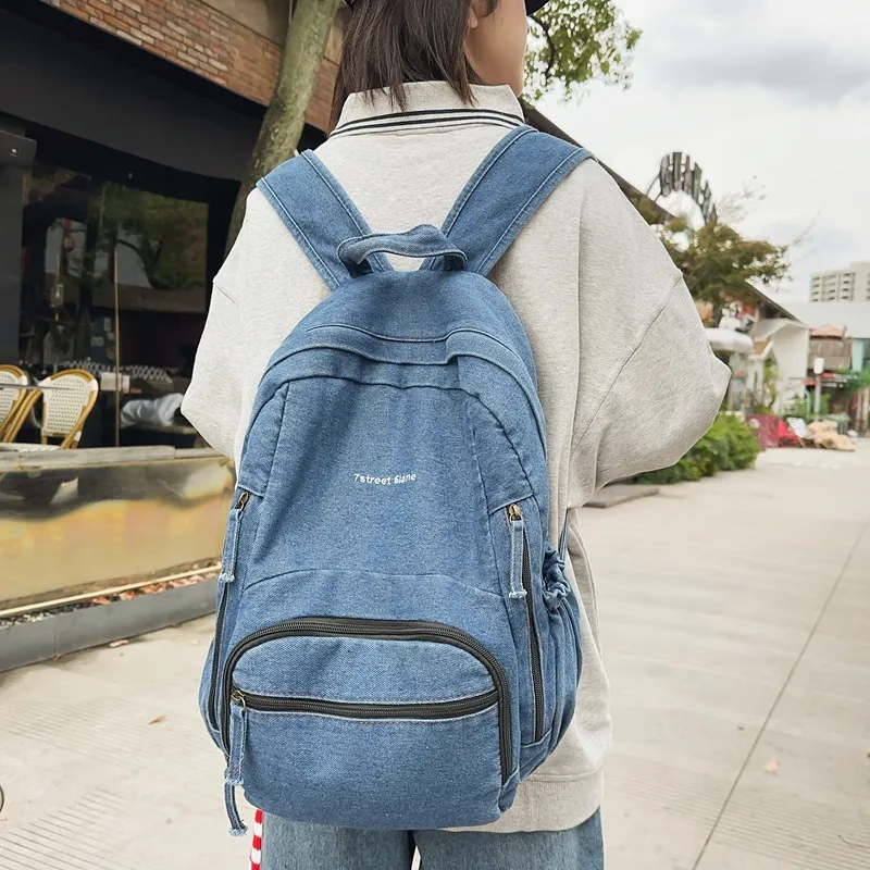 Debecca Denim Backpack Regular Unisex Light Blue/Dark Blue/Black-2