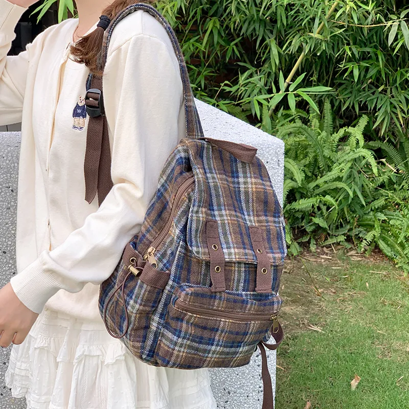 Debecca Woolen Backpack Unisex Green/Red/Khaki/Blue-14