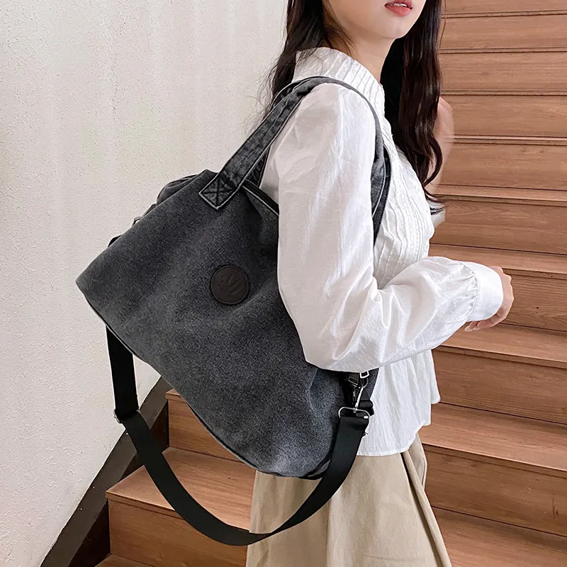 Debecca Denim One Shoulder Handbag Women's Blue/Black-6