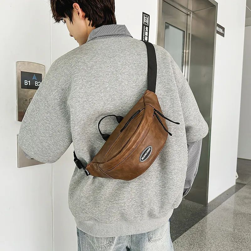 Debecca PU Fanny Pack Regular Men's Black/Brown-9