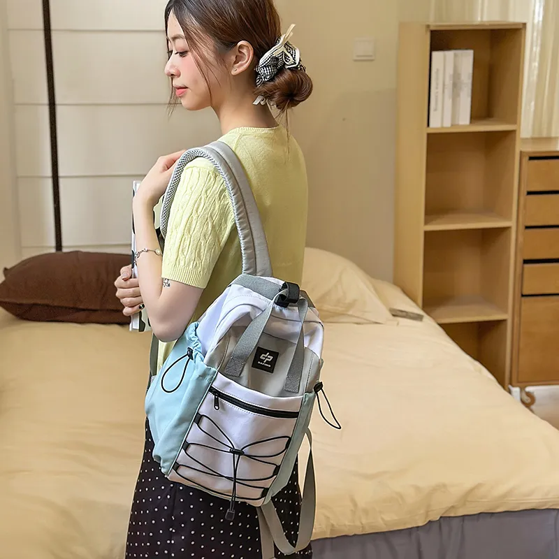Debecca Nylon Backpack Unisex White Blue/Khaki-3