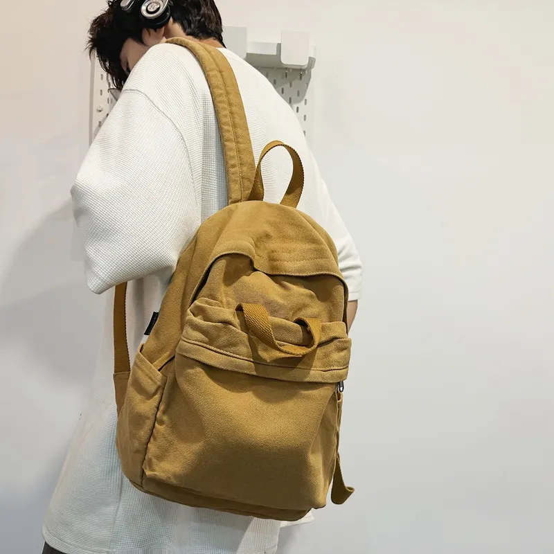 Debecca Canvas Backpack Large Size Unisex Green/Black/White/Brown/Red-12