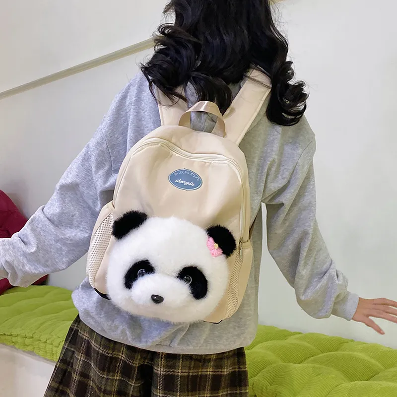 Debecca Plush Patchwork Backpack Large Size Women's Multicolor-7