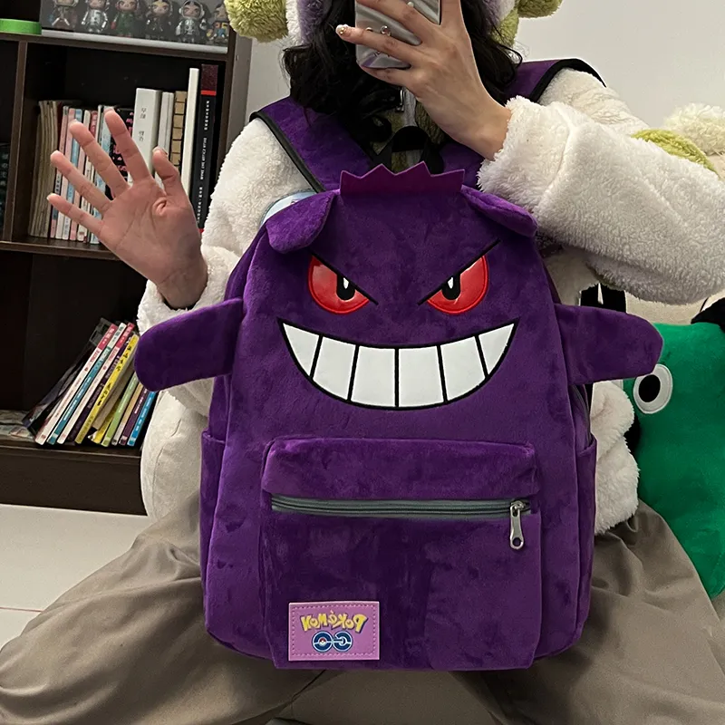Debecca Fleece Backpack Unisex Black Purple-5