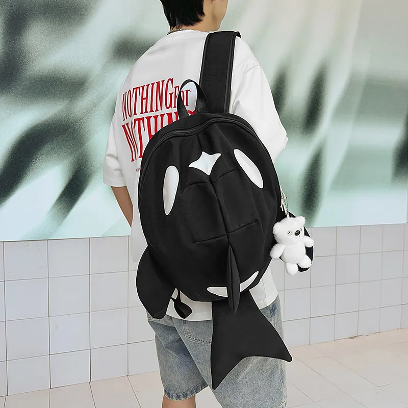 Debecca Nylon Backpack Unisex Gray/Black-7