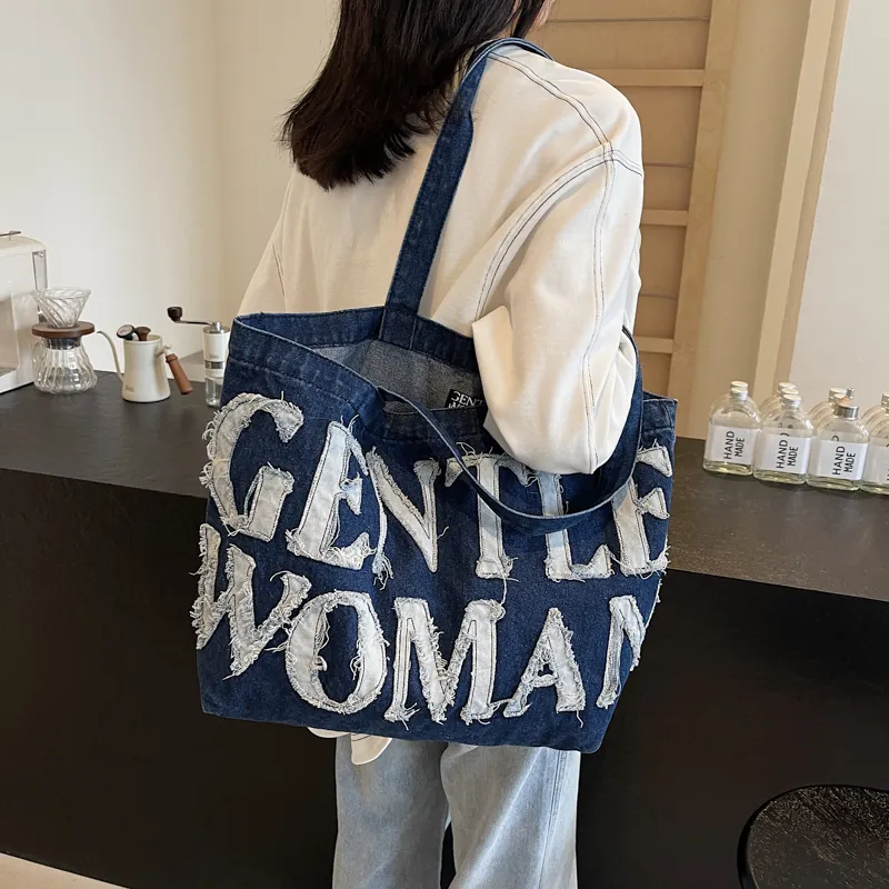 Debecca Denim Shoulder Bag Regular Women's Ecru/Blue-1