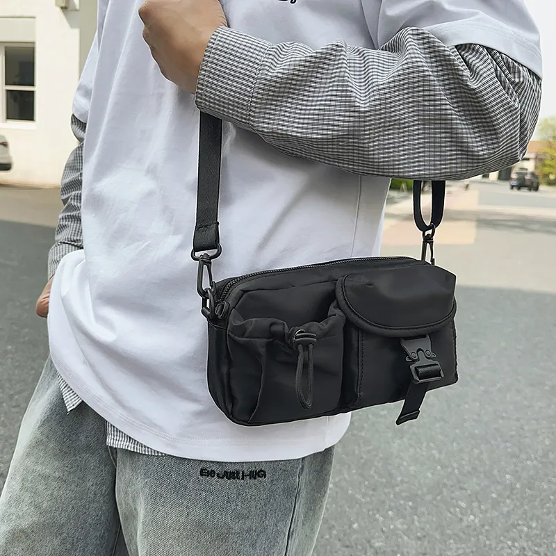 Debecca Nylon Shoulder Bag, Crossbody Bag Unisex Khaki Green/Black-7