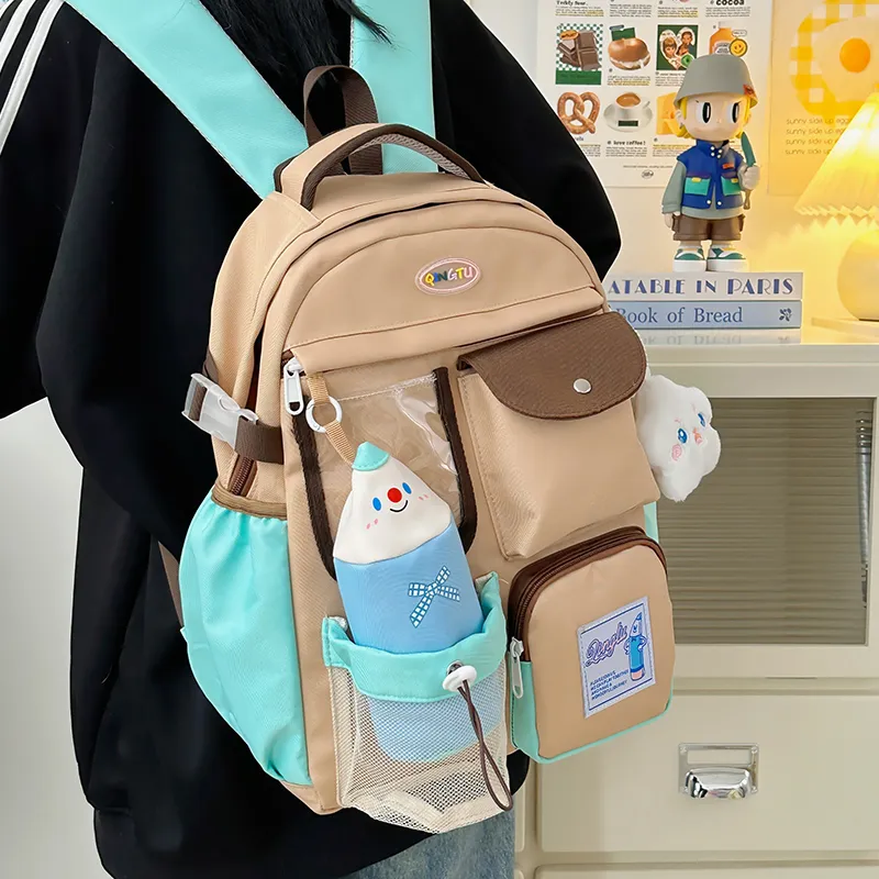 Debecca Polyester Backpack Regular Unisex Pink/Brown-5