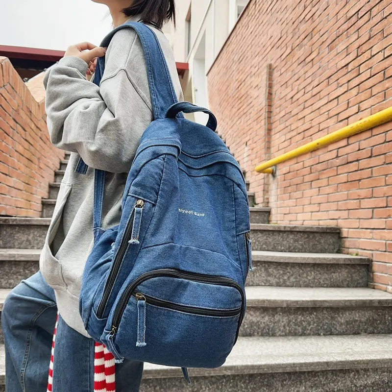 Debecca Denim Backpack Regular Unisex Light Blue/Dark Blue/Black-9