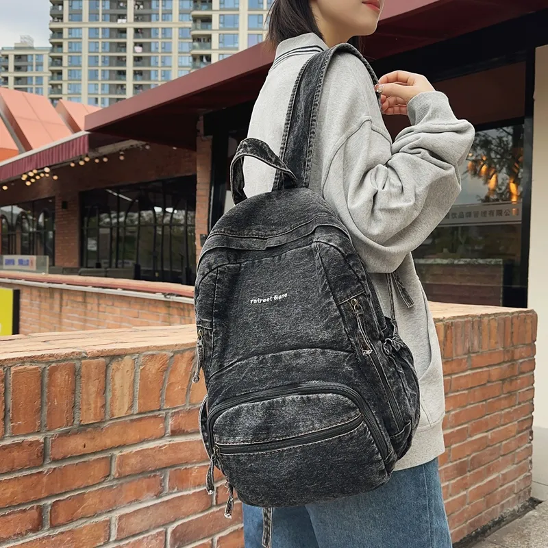 Debecca Denim Backpack Regular Unisex Light Blue/Dark Blue/Black-14