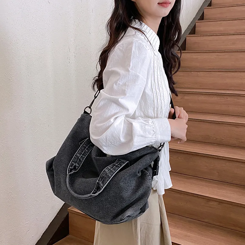 Debecca Denim One Shoulder Handbag Women's Blue/Black-8