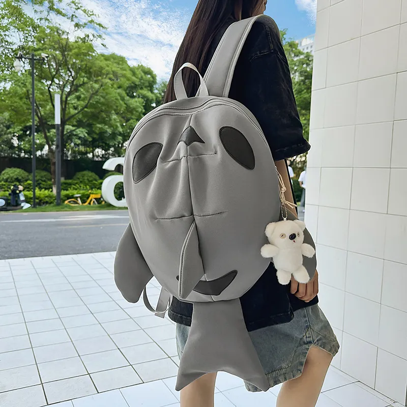 Debecca Nylon Backpack Unisex Gray/Black-2
