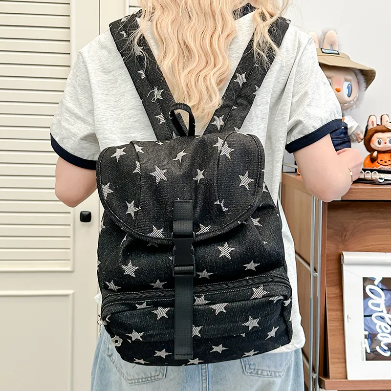 Debecca Denim Backpack Women's Black/White-1