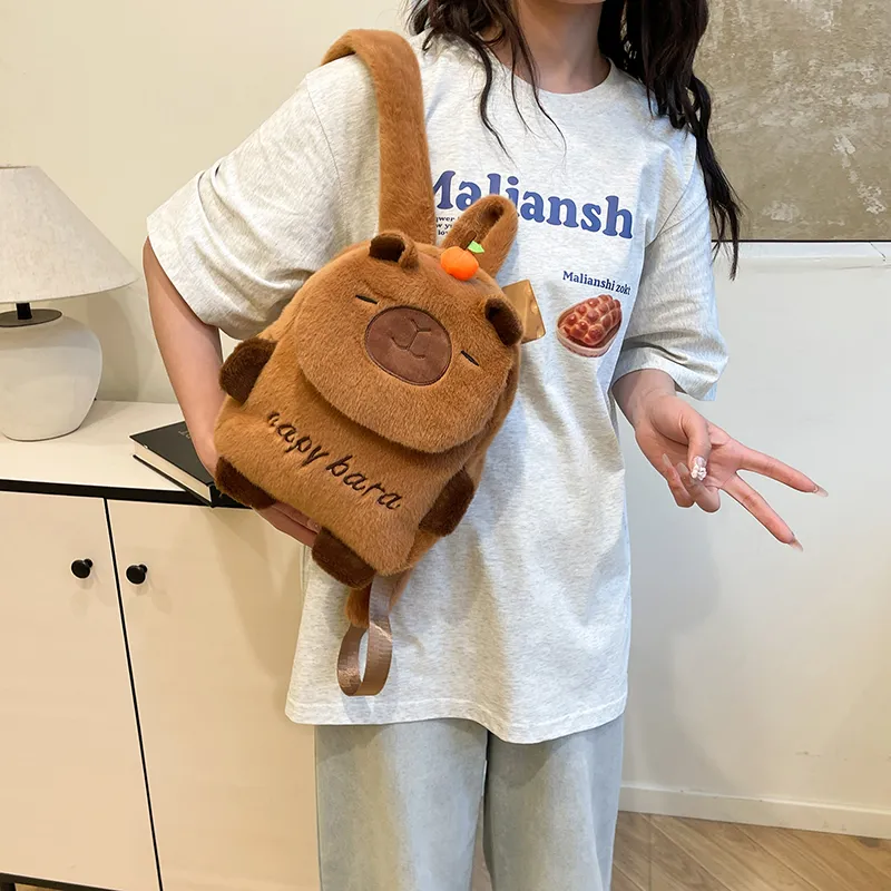 Debecca Plush Backpack Women's Brown-3