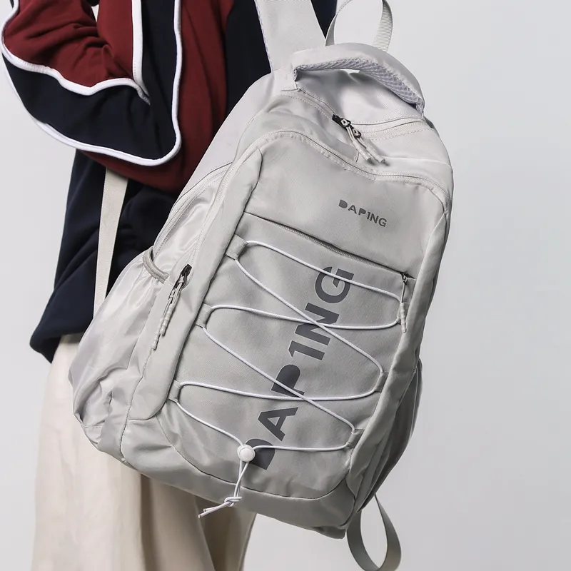 Debecca Nylon With Mesh Backpack Unisex Gray/Black-1