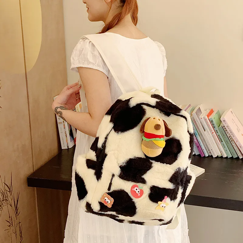 Debecca Fleece Backpack Regular Unisex Black White-5