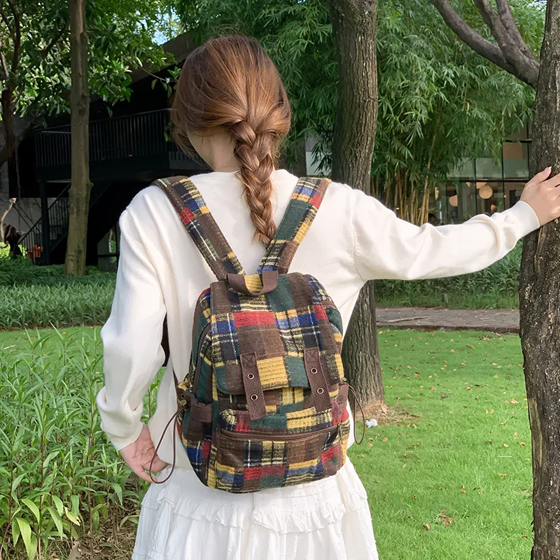 Debecca Woolen Backpack Unisex Green/Red/Khaki/Blue-5