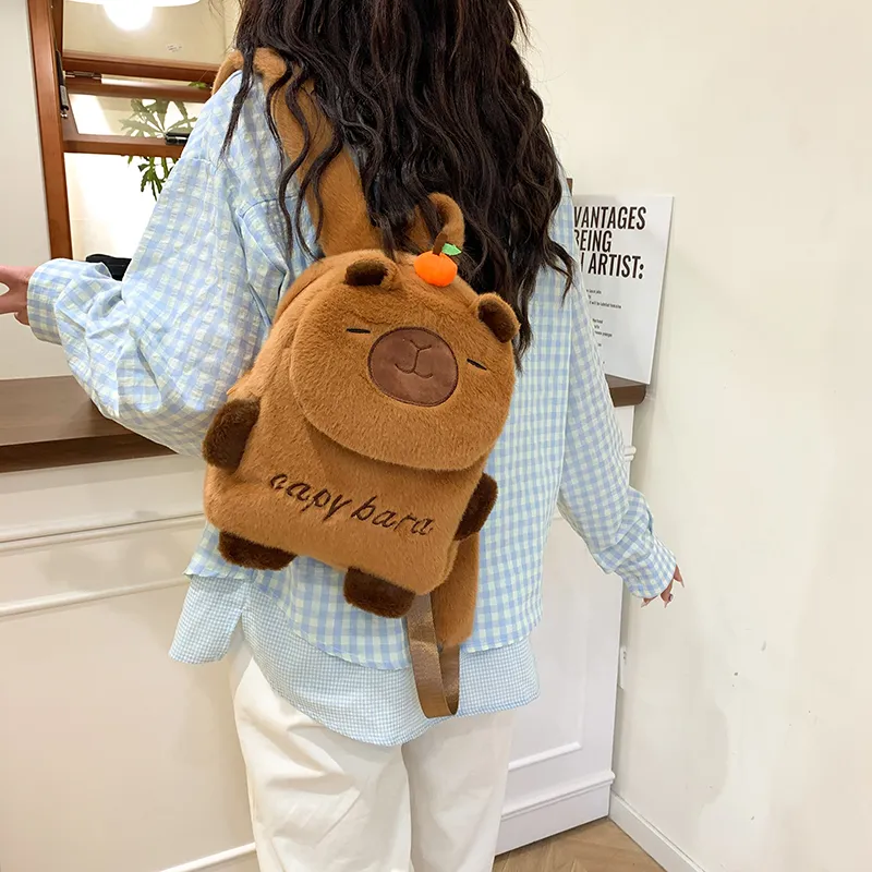 Debecca Plush Backpack Women's Brown-1