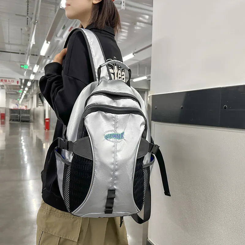 Debecca Nylon Backpack Large Size Unisex Silver Gray-2