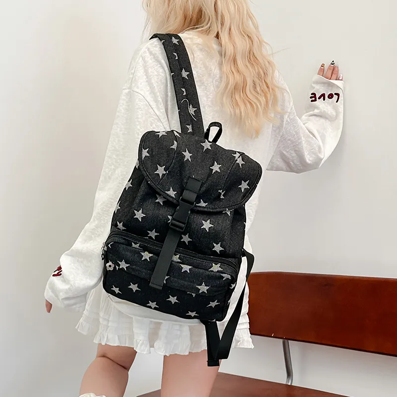 Debecca Denim Backpack Women's Black/White-2