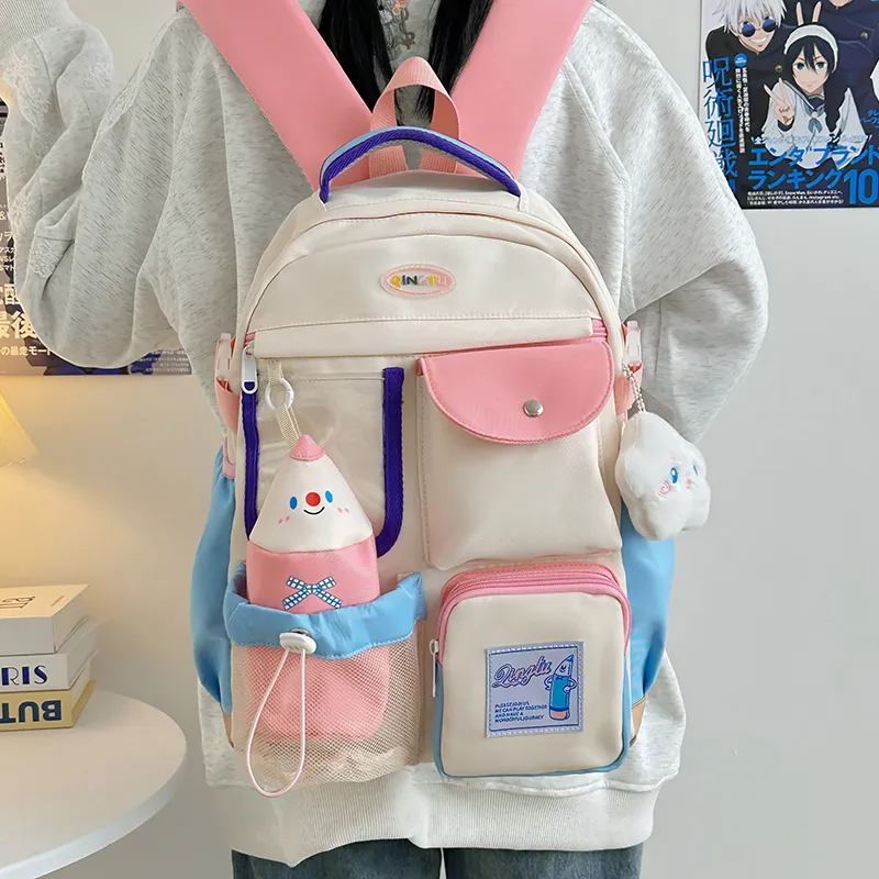 Debecca Polyester Backpack Regular Unisex Pink/Brown-3