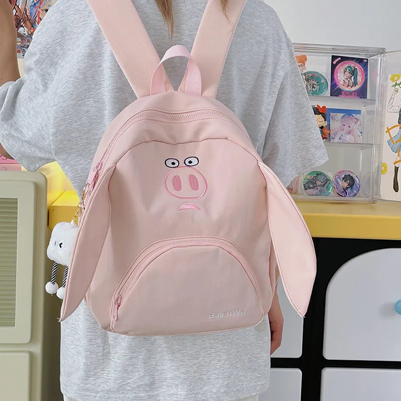 Debecca Nylon Backpack Unisex Pink/White-2
