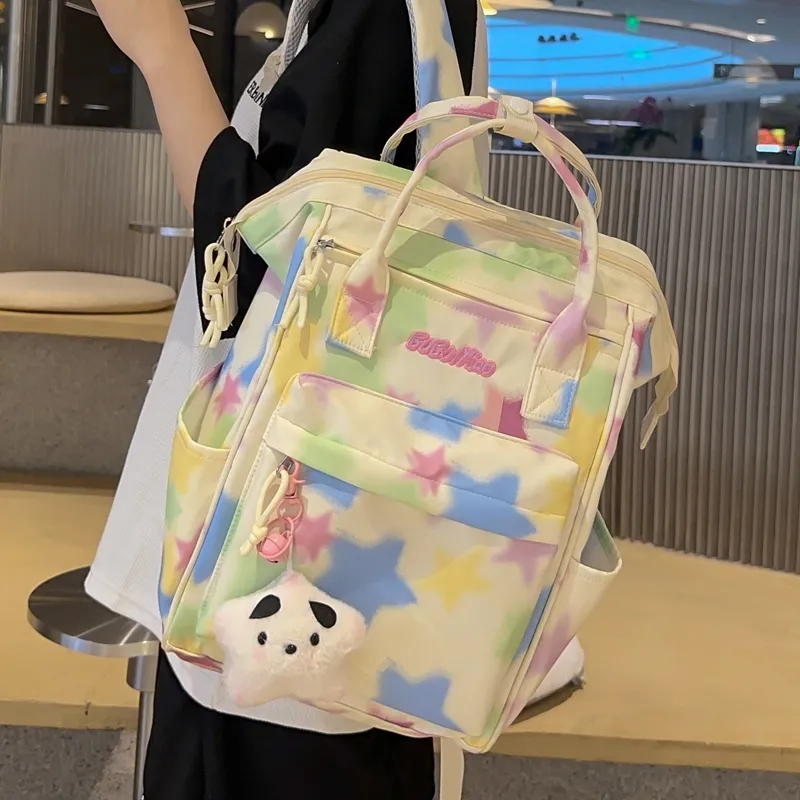 Debecca Nylon Backpack Regular Women's White/Pink/Yellow-9