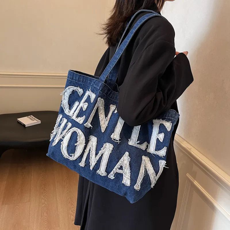 Debecca Denim Shoulder Bag Regular Women's Ecru/Blue-4
