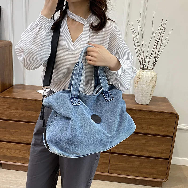 Debecca Denim One Shoulder Handbag Women's Blue/Black-4