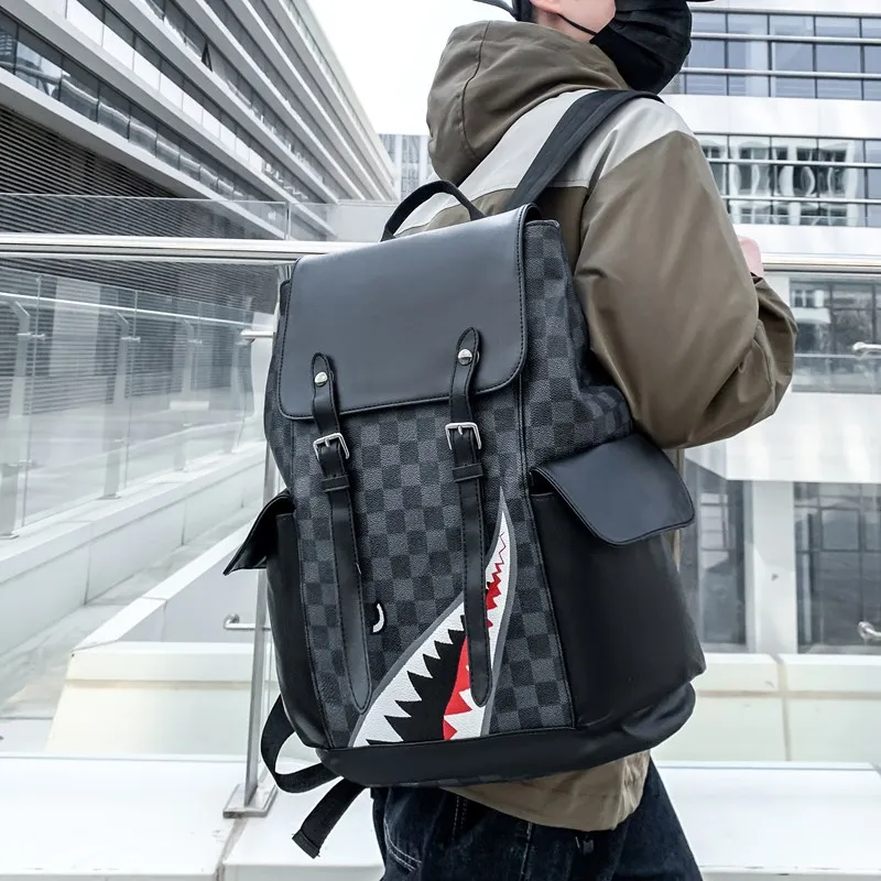 Debecca PU Backpack Regular Unisex Black Gray/Brown-1