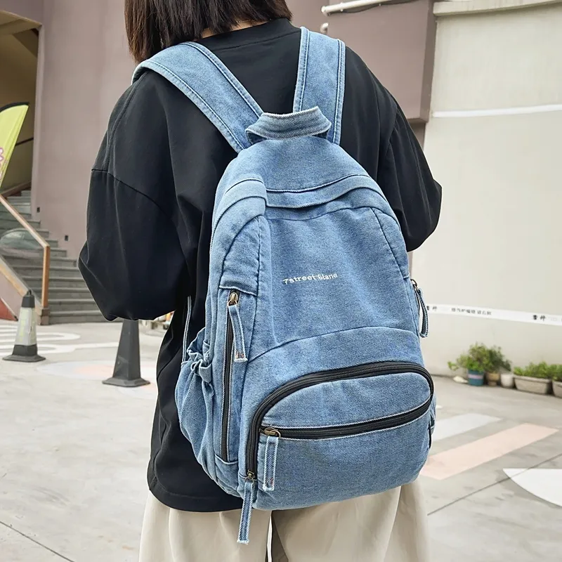 Debecca Denim Backpack Regular Unisex Light Blue/Dark Blue/Black-1