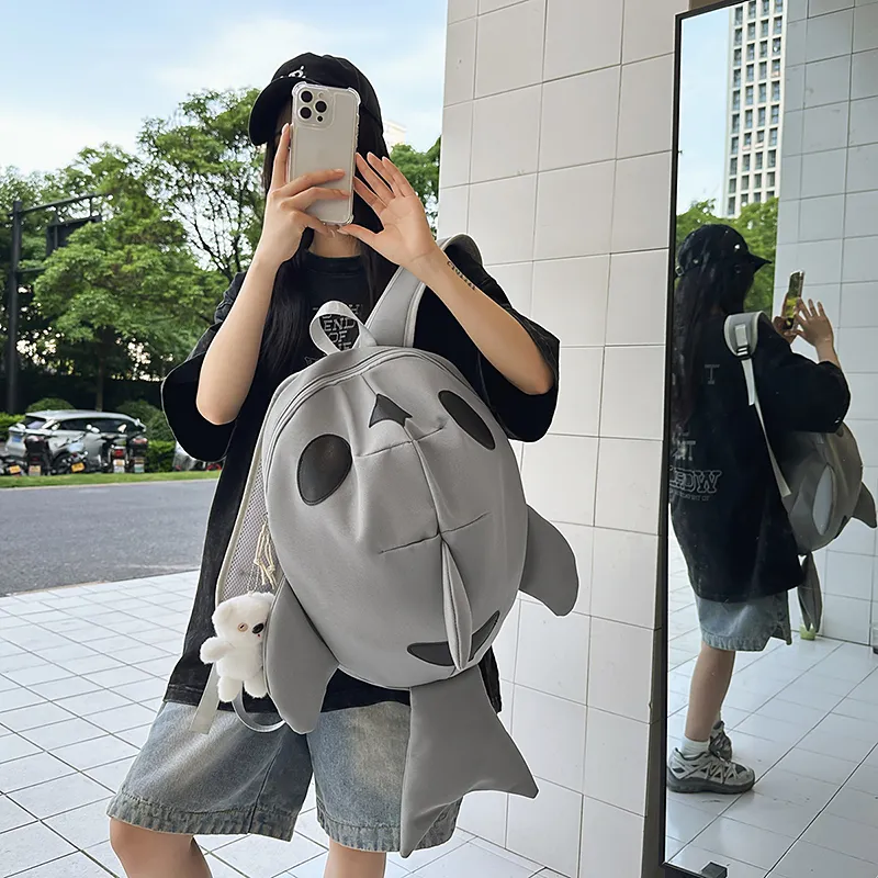 Debecca Nylon Backpack Unisex Gray/Black-4