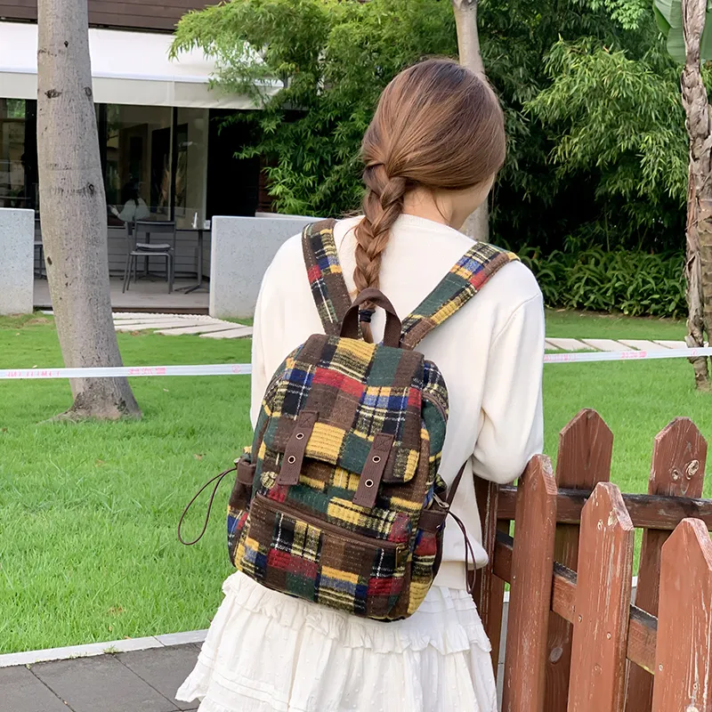 Debecca Woolen Backpack Unisex Green/Red/Khaki/Blue-2