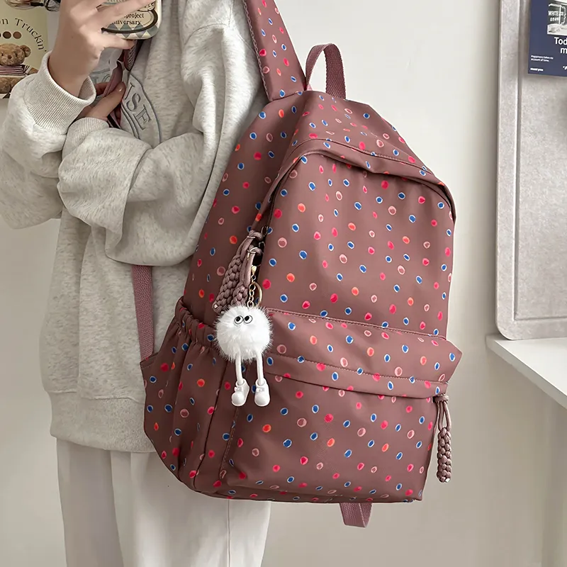 Debecca Polyester Backpack Large Size Women's White Brown-5