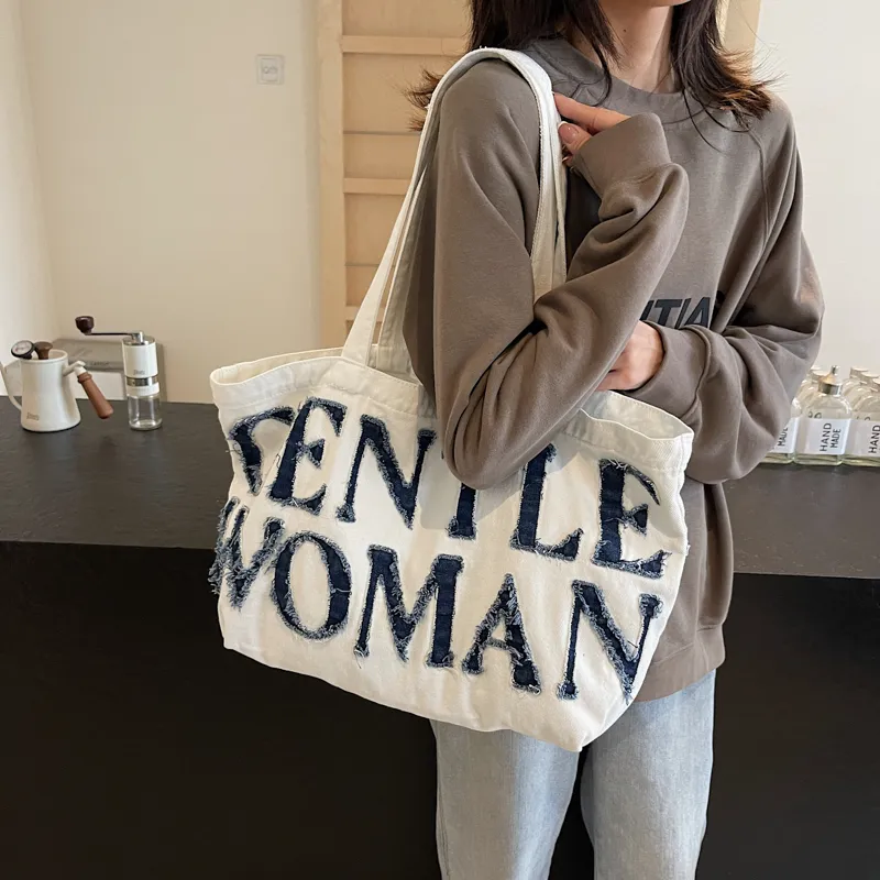 Debecca Denim Shoulder Bag Regular Women's Ecru/Blue-7