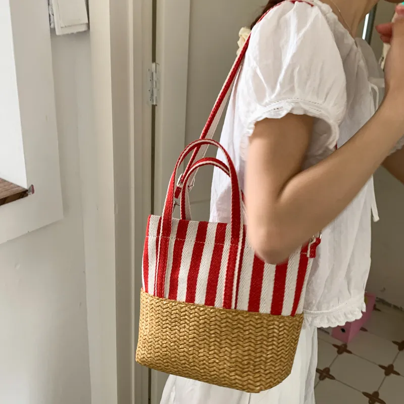 Debecca Canvas Handbag Regular Women's Blue/Red-7